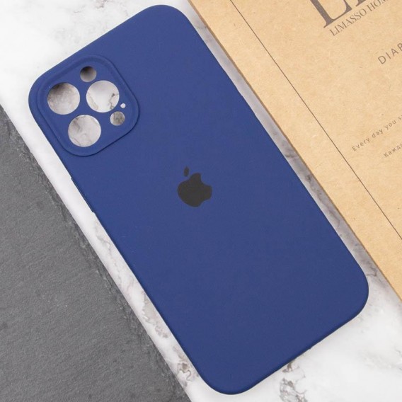 Чехол Silicone Case Full Camera Protective (AA) для Apple iPhone 12 Pro Max (6.7") Синий / Deep navy