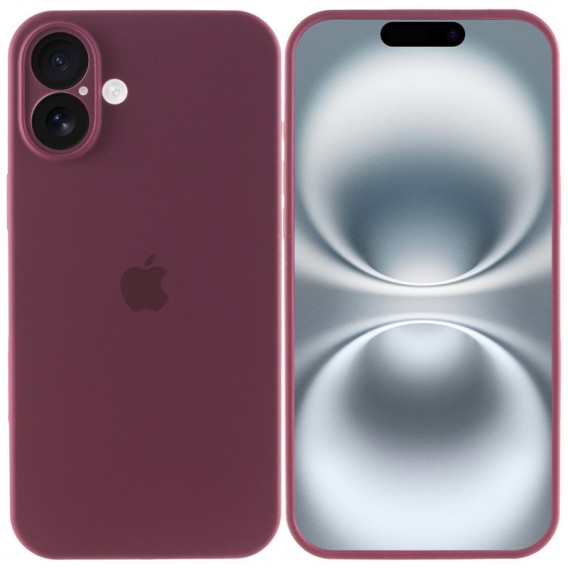 Чохол Silicone Case Full Camera Protective (AA) для Apple iPhone 16 (6.1") Бордовий / Plum