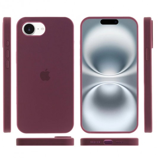 Чохол Silicone Case Full Protective (AA) для Apple iPhone 16e (6.1") Бордовий / Plum - зображення 2 
