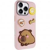 Чехол TPU Leather Toys для Apple iPhone 16 Pro (6.3 дюйма) Capybara / Pink