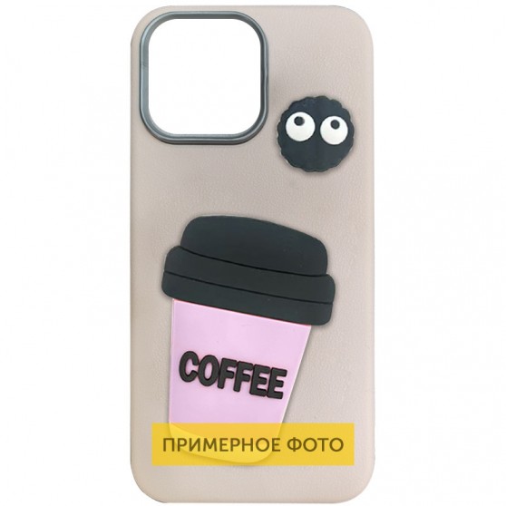 Чехол TPU Leather Toys для Apple iPhone 16e (6.1") Coffee / Pink