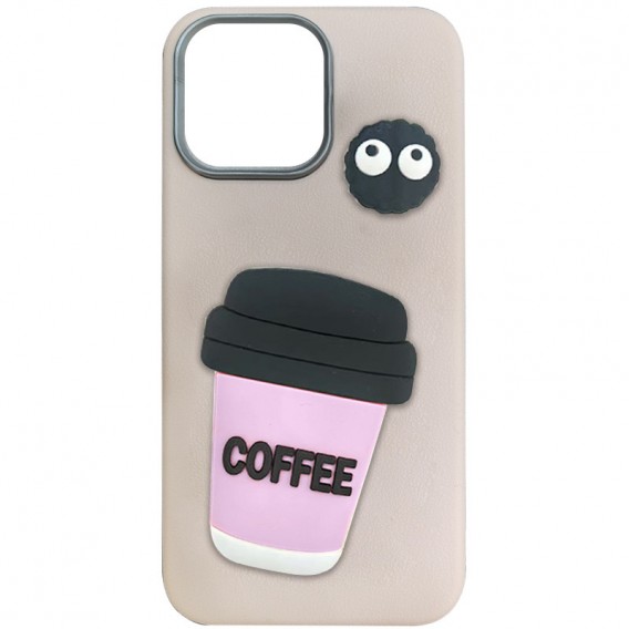 Чехол TPU Leather Toys для Apple iPhone 15 Pro (6.1") Coffee / Pink