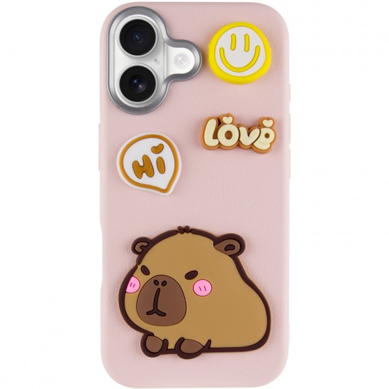 Чохол TPU Leather Toys для Apple iPhone 16 (6.1") Capybara / Pink Чохол TPU Leather Toys для Apple iPhone 16 (6.1") Capybara / Pink