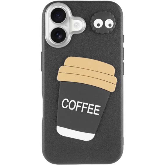 Чохол TPU Leather Toys для Apple iPhone 16 (6.1") Coffee / Black