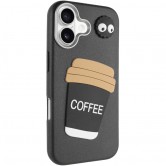 Чехол TPU Leather Toys для Apple iPhone 16 (6.1 дюйма) Coffee / Black