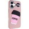 Чехол TPU Leather Toys для Apple iPhone 16 (6.1 дюйма) Coffee / Pink