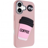Чехол TPU Leather Toys для Apple iPhone 16 (6.1 дюйма) Coffee / Pink
