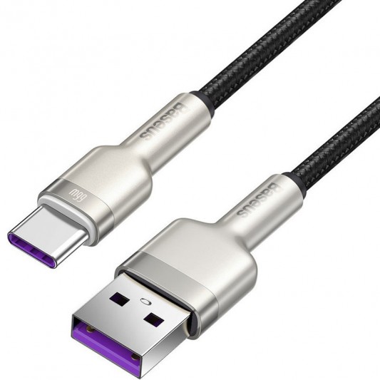 Дата кабель Baseus Cafule Metal Data USB to Type-C 66W (2m) (CAKF0002) Black - зображення 1 