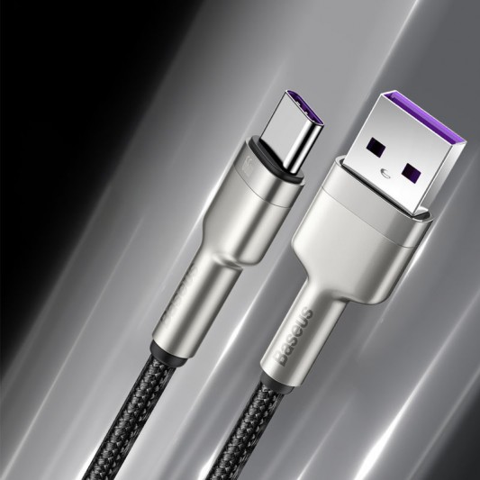 Дата кабель Baseus Cafule Metal Data USB to Type-C 66W (2m) (CAKF0002) Black - зображення 3 