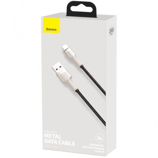 Дата кабель Baseus Cafule Metal Data USB to Type-C 66W (2m) (CAKF0002) Black - зображення 4 