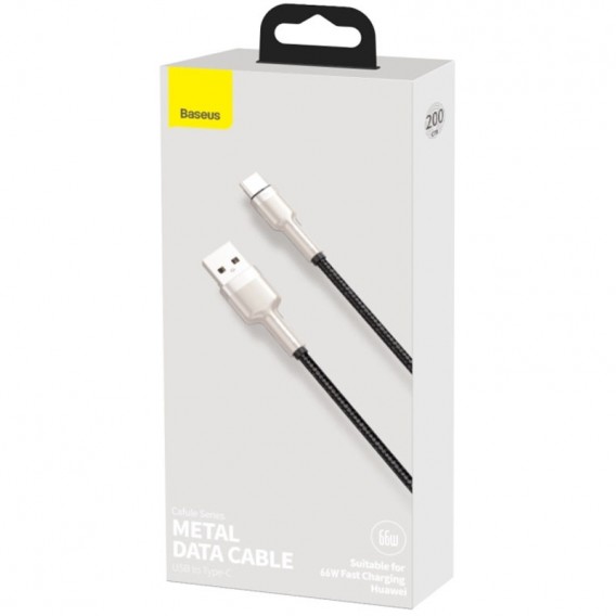 Дата кабель Baseus Cafule Metal Data USB to Type-C 66W (2m) (CAKF0002) Black