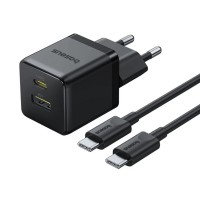 Блок живлення Baseus Palm Fast Charger 30W (1USB-A/1C) + кабель Type-C to Type-C (P1011160A) Cluster Black