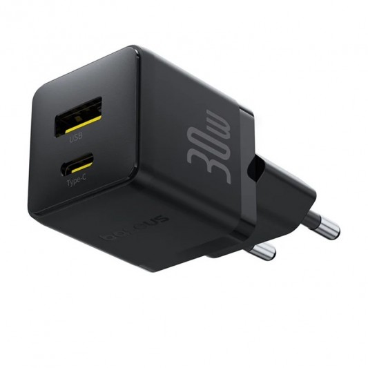 МЗП Baseus Palm Fast Charger 30W (1USB-A/1C) + кабель Type-C to Type-C (P1011160A) Cluster Black - зображення 1 