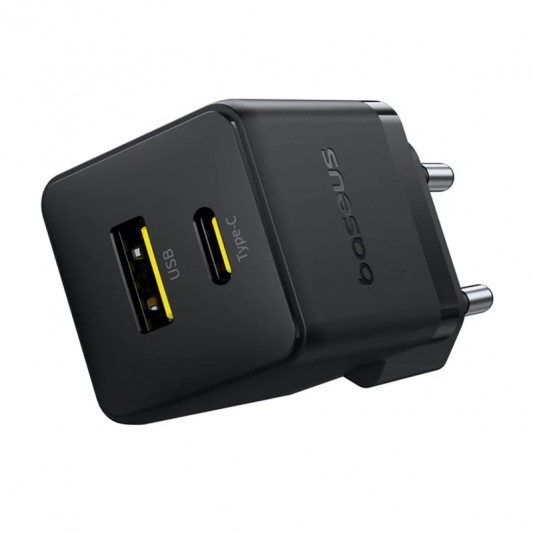 МЗП Baseus Palm Fast Charger 30W (1USB-A/1C) + кабель Type-C to Type-C (P1011160A) Cluster Black - зображення 2 