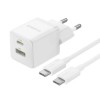 Блок питания Baseus Palm Fast Charger 30W (1USB-A/1C) + кабель Type-C to Type-C (P1011160A) Moon White