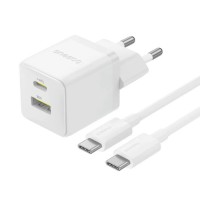 Блок живлення Baseus Palm Fast Charger 30W (1USB-A/1C) + кабель Type-C to Type-C (P1011160A) Moon White