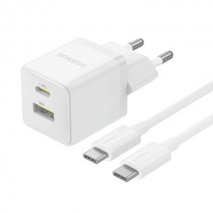 Блок живлення Baseus Palm Fast Charger 30W (1USB-A/1C) + кабель Type-C to Type-C (P1011160A) Moon White Блок живлення Baseus Palm Fast Charger 30W (1USB-A/1C) + кабель Type-C to Type-C (P1011160A) Moon White