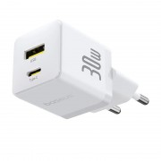 МЗП Baseus Palm Fast Charger 30W (1USB-A/1C) + кабель Type-C to Type-C (P1011160A) Moon White