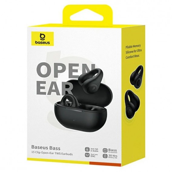 Бездротові TWS навушники Baseus OS Bass 15 Clip Open-Ear (A00079500) Cluster Black