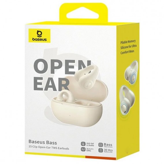 Бездротові TWS навушники Baseus OS Bass 15 Clip Open-Ear (A00079500) Stellar White