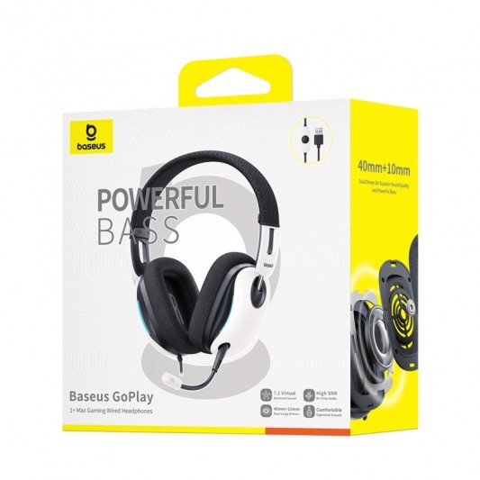 Накладные наушники Baseus OS GoPlay 1+ Max Gaming (USB-A/2m) (A00181003213-00) Moon White - изображение 5