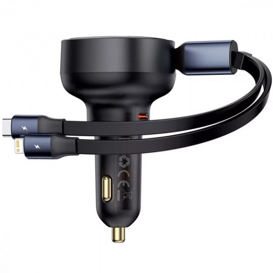 АЗП Baseus Enjoyment Pro 60W (1USB-C) + выдвижной кабель Type-C (C00057802111-01) Cluster Black - изображение 1