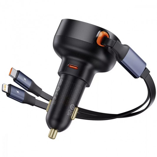 АЗП Baseus Enjoyment Pro 60W (1USB-C) + выдвижной кабель Type-C (C00057802111-01) Cluster Black - изображение 2