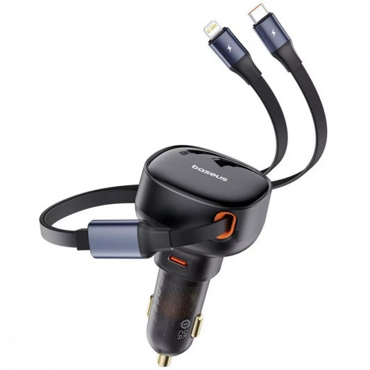 АЗП Baseus Enjoyment Pro 60W (1USB-C) + выдвижной кабель Type-C (C00057802111-01) Cluster Black - изображение 4