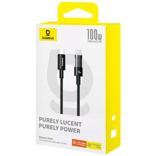Дата кабель Baseus Gem Fast Charging Type-C to Type-C 100W (1m) (P10373000111) Cluster Black - зображення 5 