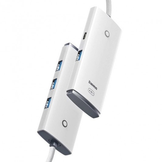 Переходник HUB Baseus Lite Series 4in1 (USB-A to USB3.0*4) (0.25m) (WKQX03) White - изображение 2