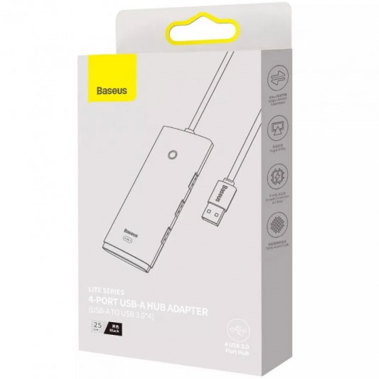 Переходник HUB Baseus Lite Series 4in1 (USB-A to USB3.0*4) (0.25m) (WKQX03) White - изображение 5