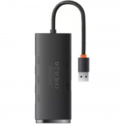 Переходник HUB Baseus Lite 4в1: USB-A до USB3.0*4 (0.25м, Чорний)
