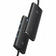 Переходник HUB Baseus Lite 4в1: USB-A до USB3.0*4 (0.25м, Чорний)
