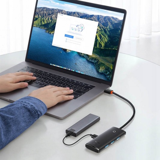 Переходник HUB Baseus Lite Series 4in1 (USB-A to USB3.0*4) (0.25m) (WKQX03) Black - изображение 6
