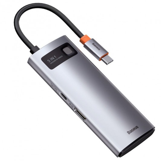 Переходник HUB Baseus Metal Gleam Series 5-in-1 Type-C (CAHUB-CX) Gray - изображение 1