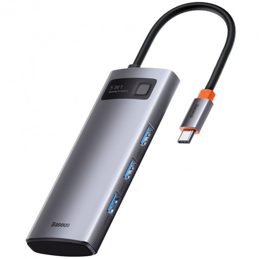 Переходник HUB Baseus Metal Gleam Series 5-in-1 Type-C (CAHUB-CX) Gray - изображение 2