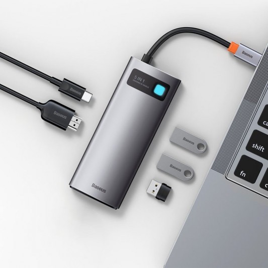 Переходник HUB Baseus Metal Gleam Series 5-in-1 Type-C (CAHUB-CX) Gray - изображение 3