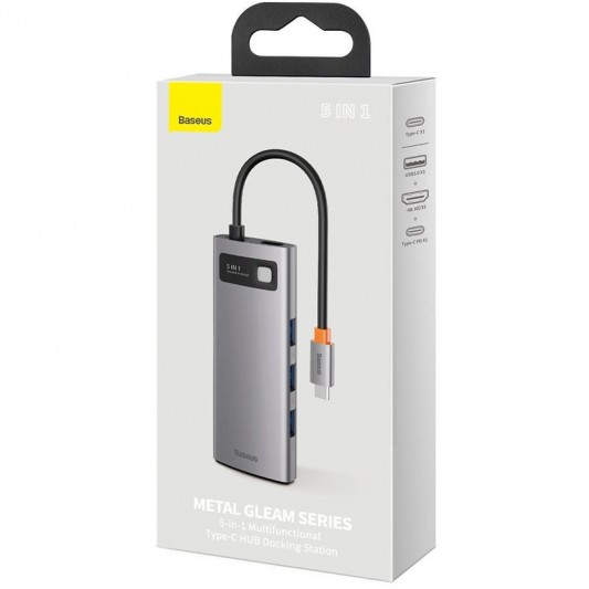 Переходник HUB Baseus Metal Gleam Series 5-in-1 Type-C (CAHUB-CX) Gray - изображение 4