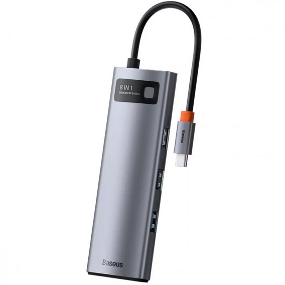 Перехідник HUB Baseus Metal Gleam 8-в-1 Type-C (CAHUB-CV0G) Gray