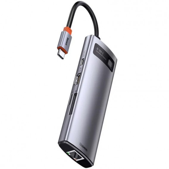 Перехідник HUB Baseus Metal Gleam 8-в-1 Type-C (CAHUB-CV0G) Gray