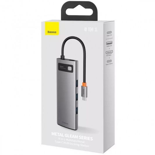 Переходник HUB Baseus Metal Gleam Series 8-in-1 Multifunctional Type-C (CAHUB-CV0G) Gray - изображение 5