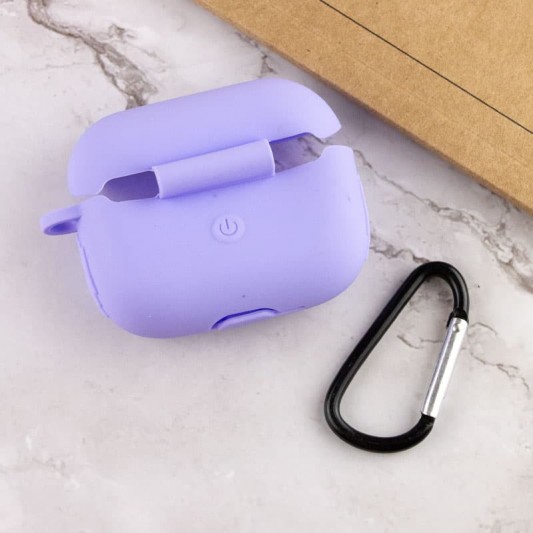 Силиконовый футляр New с карабином для наушников Airpods Pro Сиреневый / Dasheen - изображение 3