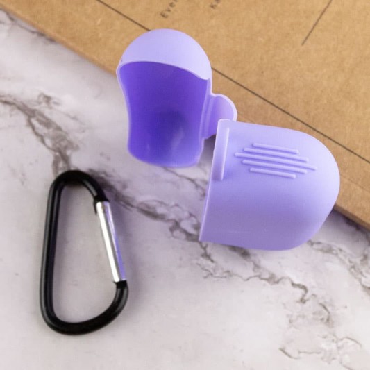 Силиконовый футляр New с карабином для наушников Airpods Pro Сиреневый / Dasheen - изображение 4