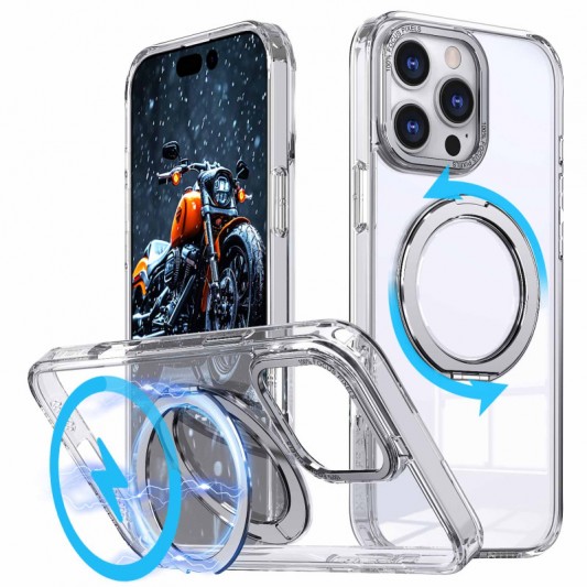 Чехол TPU+PC Empire с MagSafe and Ring для iPhone 16 (6.1") Clear - изображение 1