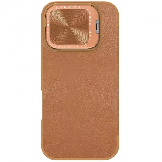 Кожаный чехол-книга Nillkin Qin Prop для Apple iPhone 16 Pro Max (6.9") Brown - изображение 1