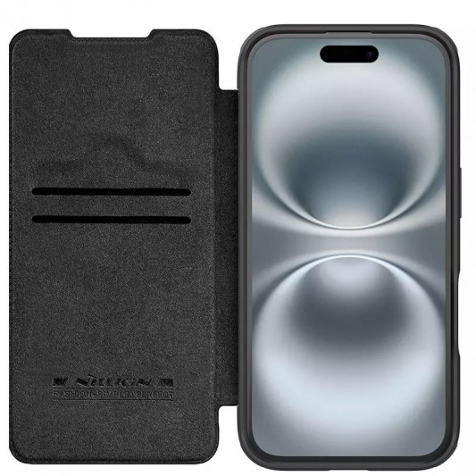 Кожаный чехол-книга Nillkin Qin Prop для Apple iPhone 16 Pro Max (6.9") Black - изображение 3