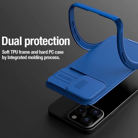 Карбоновая накладка Nillkin CamShield Pro для Apple iPhone 15 Pro (6.1") Blue - изображение 5