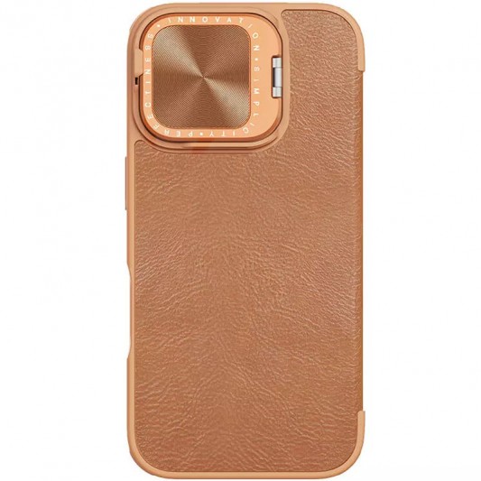Кожаный чехол-книга Nillkin Qin Prop для Apple iPhone 16 (6.1") Brown - изображение 1