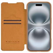 Кожаный чехол-книга Nillkin Qin Prop для Apple iPhone 16 (6.1") Brown