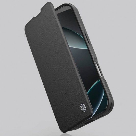 Кожаный чехол-книга Nillkin Qin Prop Plain Camshield для Apple iPhone 16 Pro Max (6.9") Classic Black - изображение 4